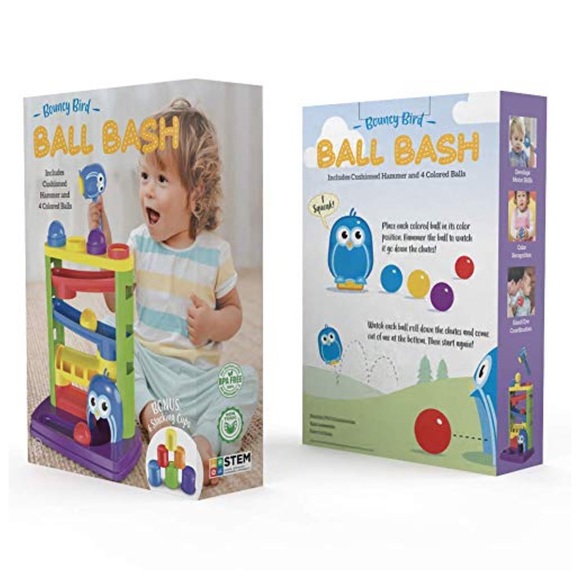 MindSprout Bouncy Bird Ball Bash, Hammer, Balls, and Bonus Stacking Cups - Picture 5 of 7